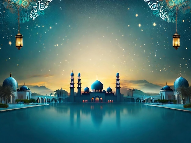 Ramadan eid mubarak islamitische achtergrond gegenereerd door AI