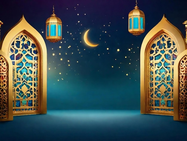 Ramadan eid mubarak islamitische achtergrond gegenereerd door AI