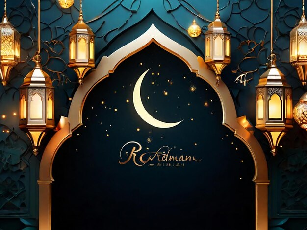 Foto ramadan eid mubarak islamitische achtergrond gegenereerd door ai