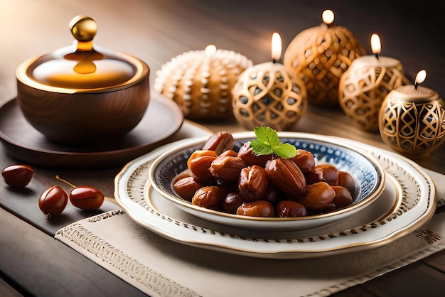 Ramadan Fasting Dates on Wood Table