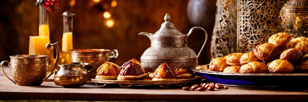 ramadan food drinks on the table Selective focus