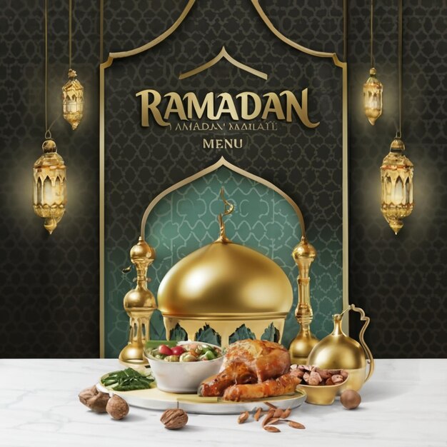 Ramadan food menu social media post template design ai generated