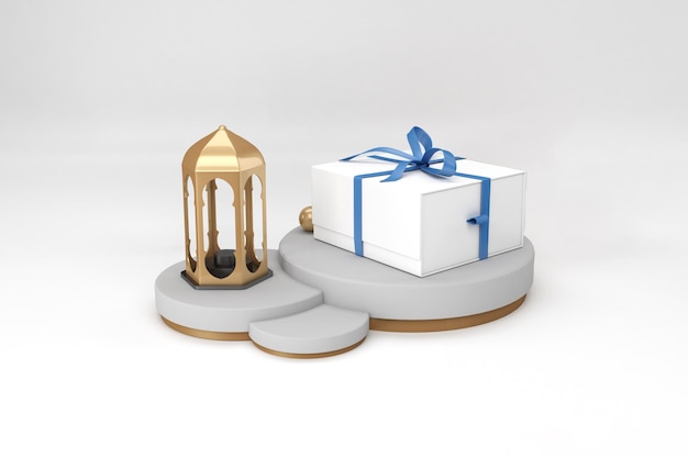 Ramadan Gift Box Perspective Side In White Background