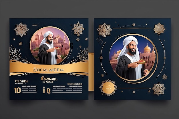 写真 ラマダンの祝賀カードの背景セット ポスターのカバーテンプレートデザイン eid mubarak