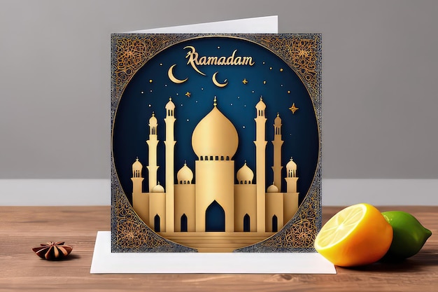 Foto illustrazione del disegno della carta di auguri del ramadan