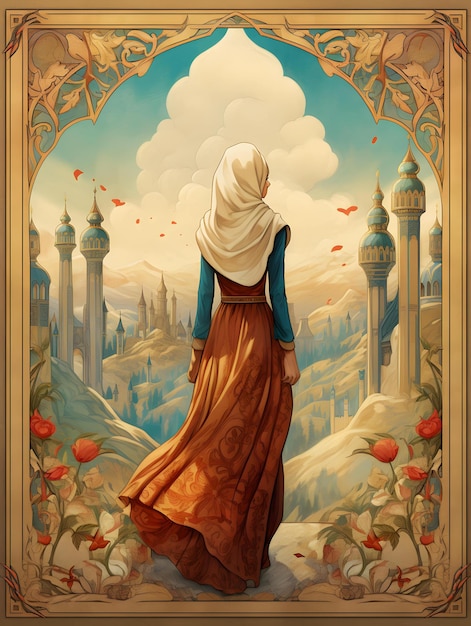 Рамадан Поздравительная открытка ислам мусульманский фон дизайн красивая мечеть Генеративный AI