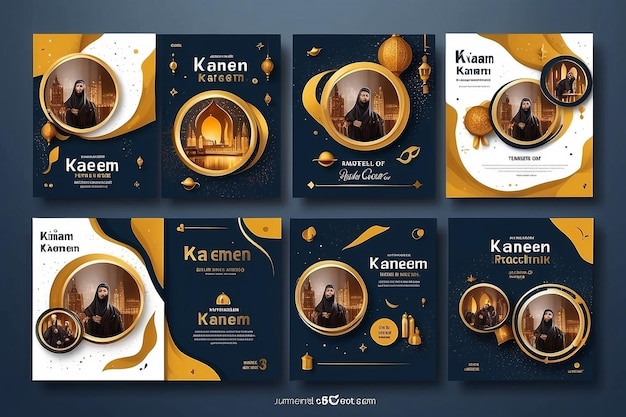 Foto ramadan groeten kaart achtergrond set twee deksel sjabloon ontwerp voor poster eid mubarak