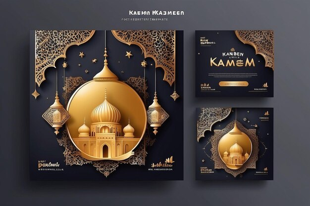 Ramadan groeten kaart achtergrond set Twee deksel sjabloon ontwerp voor poster Eid Mubarak