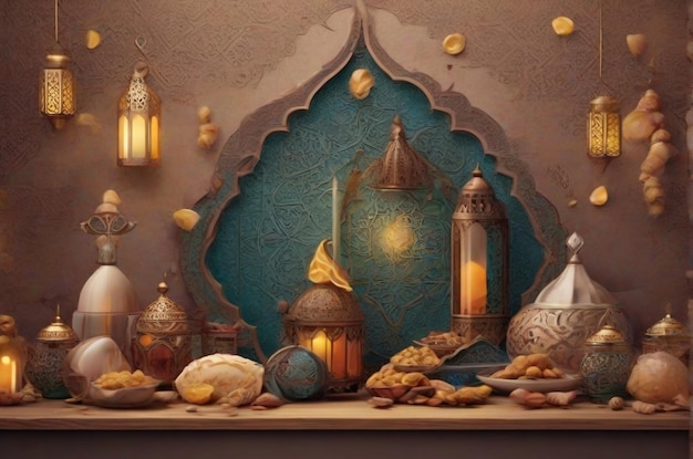 Ramadan iftar achtergrondontwerp