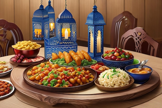 Photo ramadan iftar buffet on a table