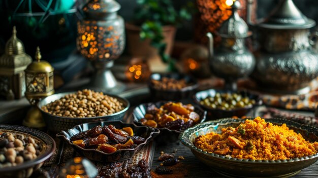 Photo ramadan iftar eid iftar food prepared for ramadan