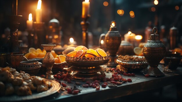 Ramadan iftars marks the end of fasting Table Ai Generative