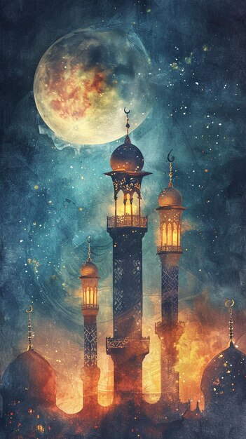 Ramadan illustration hd 8k wallpaper stock photographic image