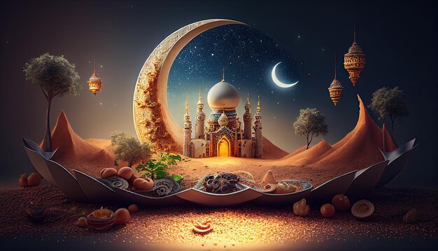 Ramadan Islam Vakantie Religie illustratie generatieve ai