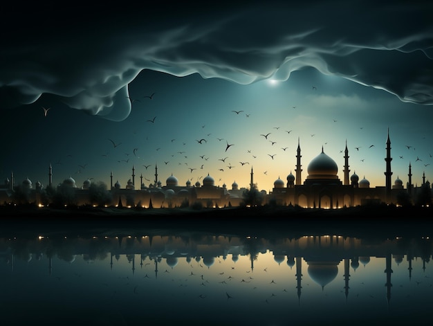 Ramadan Islamic background with mosque