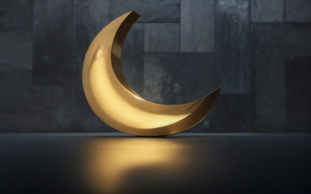 Ramadan islamic crescent on wall background ai generated