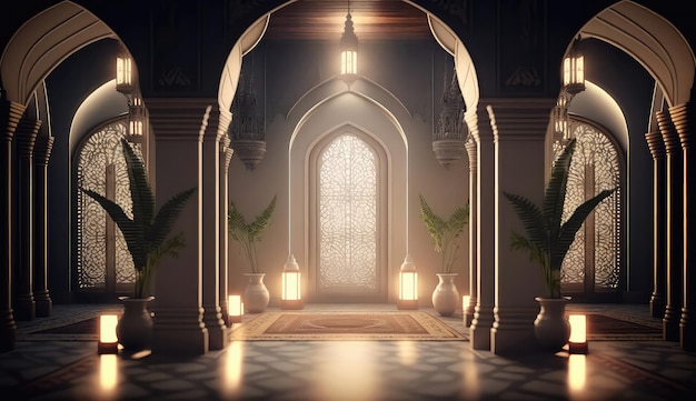 Рамадан Исламская мечеть Интерьер собора Гроба Господня Рамадан Карим Генеративный AI
