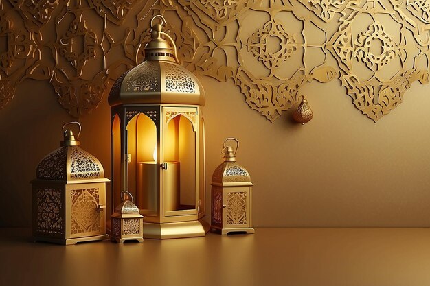 Ramadan kareem 2023 new background image islamic concept golden and yellow colour ramadan and eid al fitr 3d image