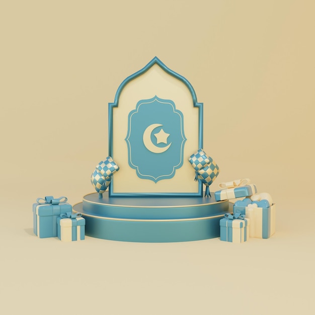 Foto rendering 3d del podio di ramadan kareem