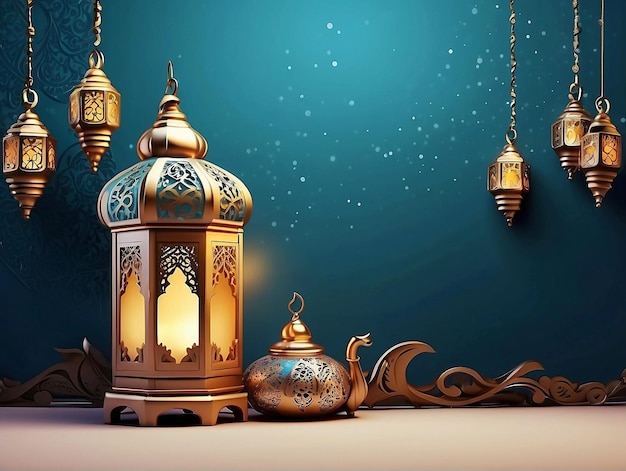 Ramadan Kareem 3d rendering background Ai generative