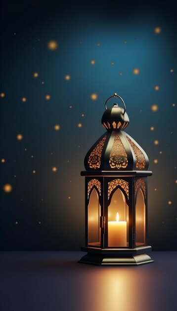 Ramadan Kareem achtergrond met Arabische lantaarn 3D-rendering