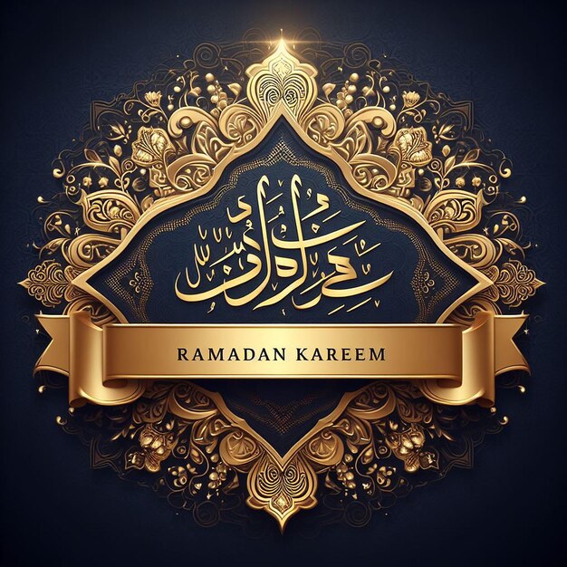 Photo ramadan kareem arabic golden banner