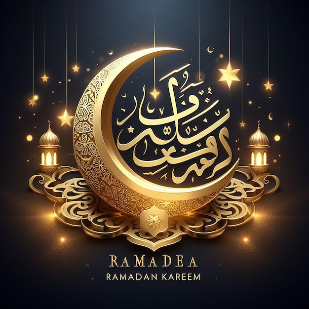 Ramadan kareem arabic golden banner