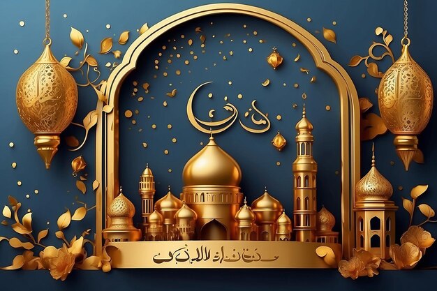 Ramadan kareem arabic golden banner