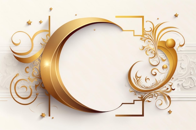 Ramadan Kareem Arabic golden boarder on white background