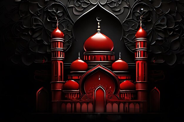 Ramadan Kareem art greetings mosque ai generated