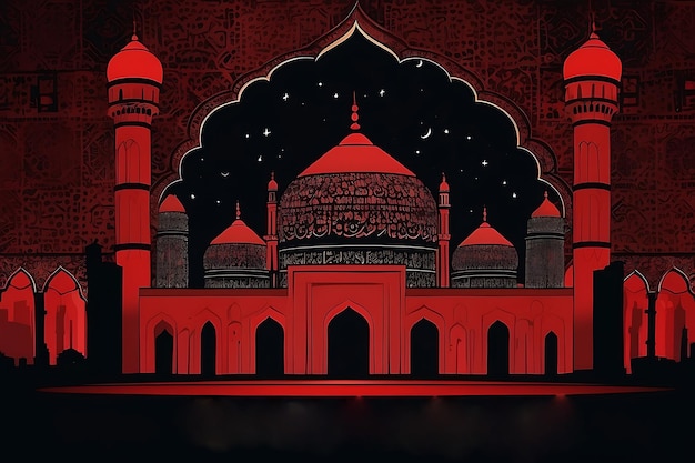 Ramadan Kareem art greetings mosque ai generated