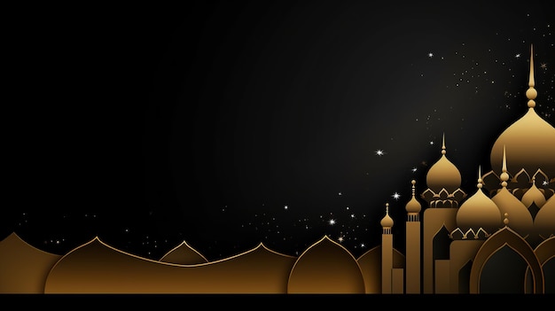 Ramadan Kareem background Mosque silhouette background Islamic design greeting card