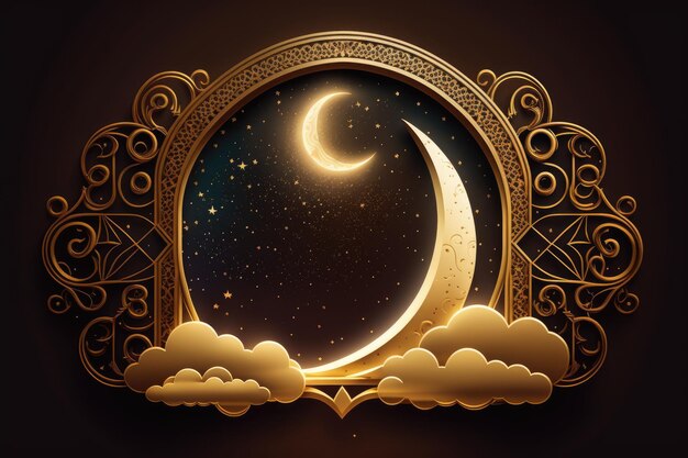 Ramadan Kareem Background with Crescent Moon 3d Rendering