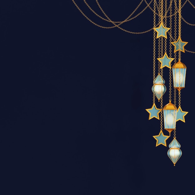 Ramadan kareem background with hanging lantern