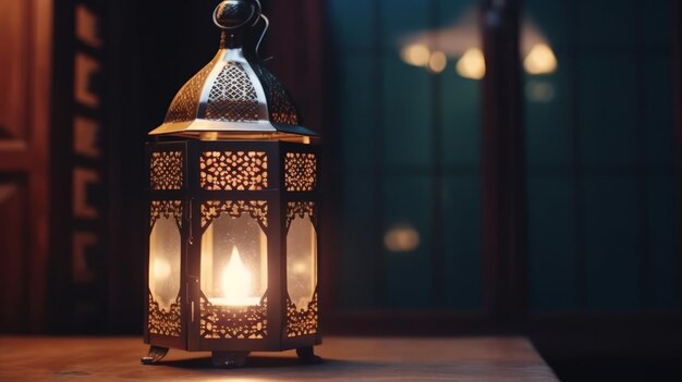 Ramadan Kareem Background with Lantern Illustration AI GenerativexA