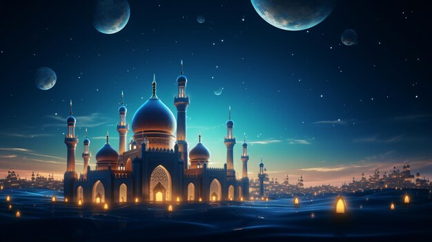 Ramadan Kareem background with mosque