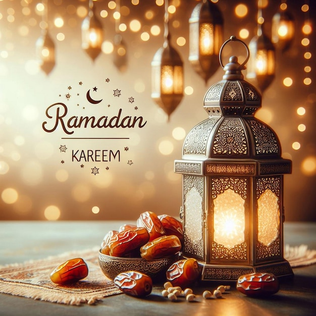 Ramadan Kareem banner with lantern