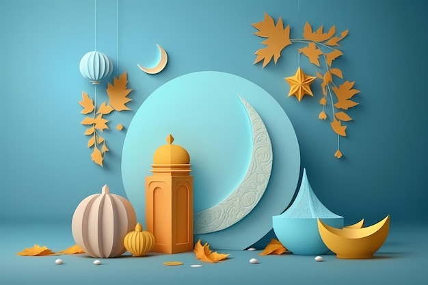 Ramadan kareem Celebration, Decoration 3D Render Illustration