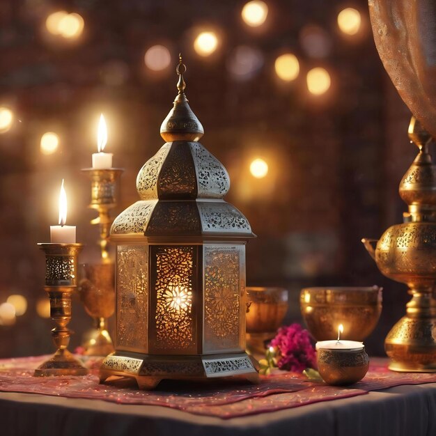 Ramadan kareem celebration decoration 3d render illustration