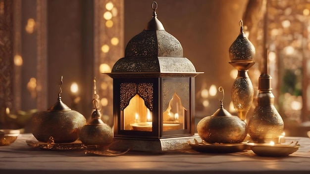 Ramadan kareem celebration decoration 3d render illustration