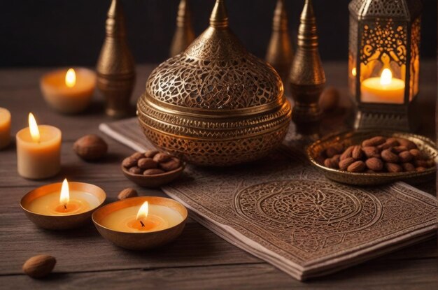 Ramadan Kareem celebration with lanterns genareted by Ai