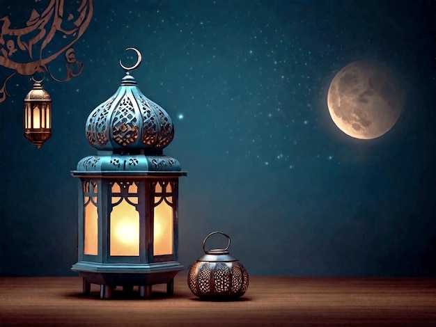 Ramadan Kareem classic background night with moon