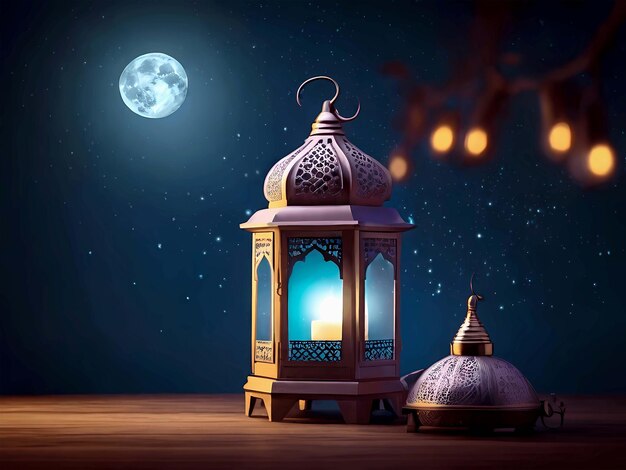 Ramadan Kareem classic background night with moon