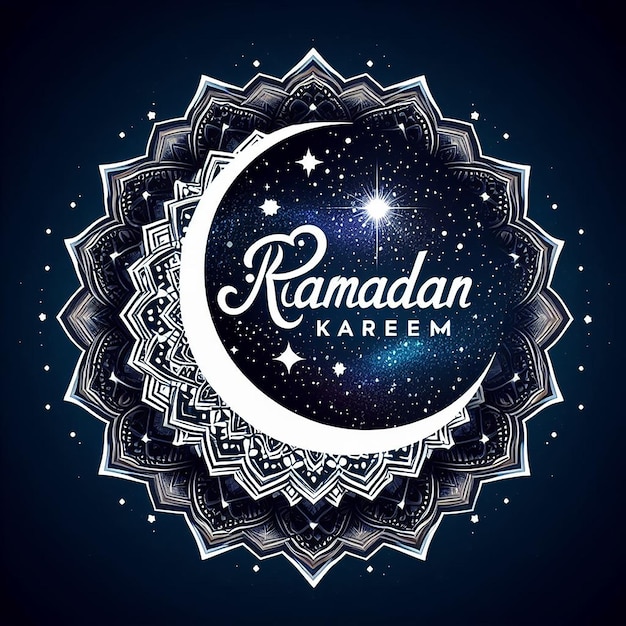 Ramadan Kareem Composed of a Starry Night Sky Motif Reflecting the Night of Ramadan