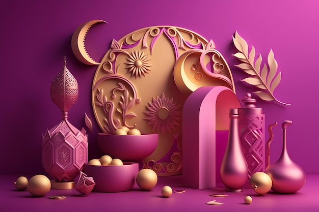 Ramadan Kareem Decoratie, 3D Illustratie