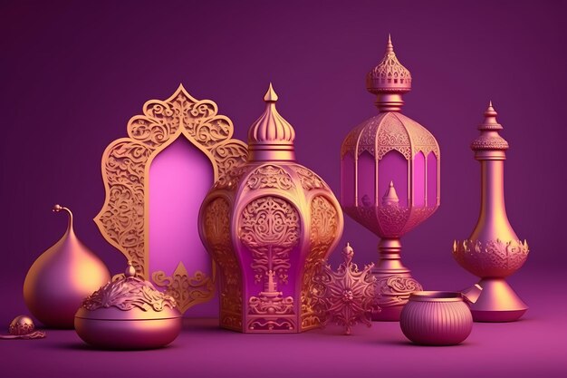 Ramadan Kareem Decoratie, 3D Illustratie