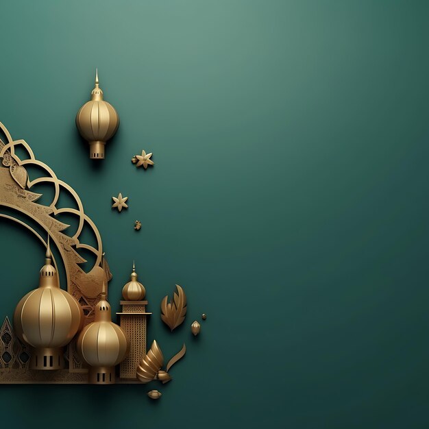 ramadan Kareem decoration background template illustration banner copy space generative ai