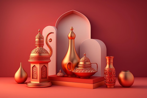 Ramadan kareem Decoration colorful 3D background