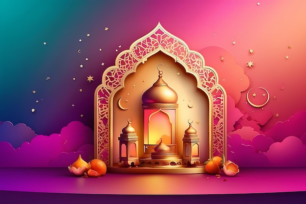 Ramadan Kareem decorative Arabic lamps Background