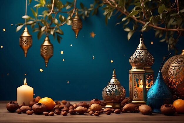 Ramadan Kareem decorative Arabic lamps Background